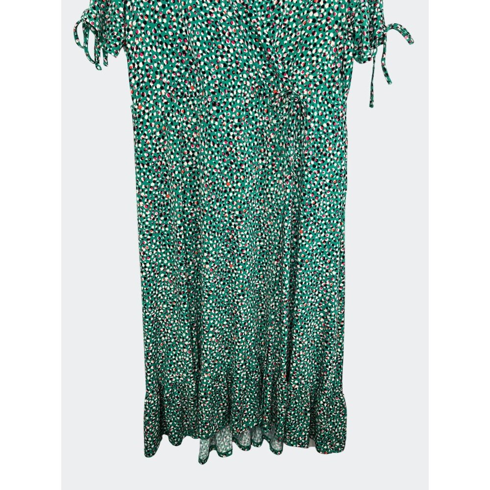 Torrid Green Printed Short Sleeve A-line Polka Dot Stretch Wrap Midi Dress 1X - Picture 10 of 15